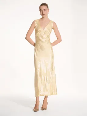 Iris Jacquard Dress in Vintage Yellow