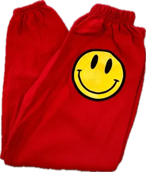 JET Happy Face Sweatpants in Red