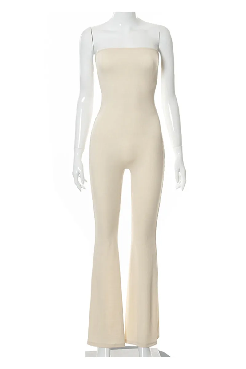 JF702 Strapless Strawstring Stretch Jumpsuit