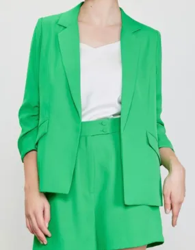 Kyle Shirred Sleeve Pocket Blazer- Fresh Green