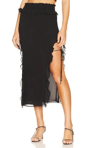 L'Academie Inaya Midi Skirt in Black