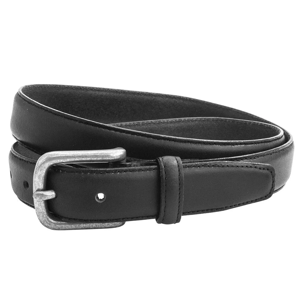 Leather Casual Chino Belt Burnished Edge: Black (M)