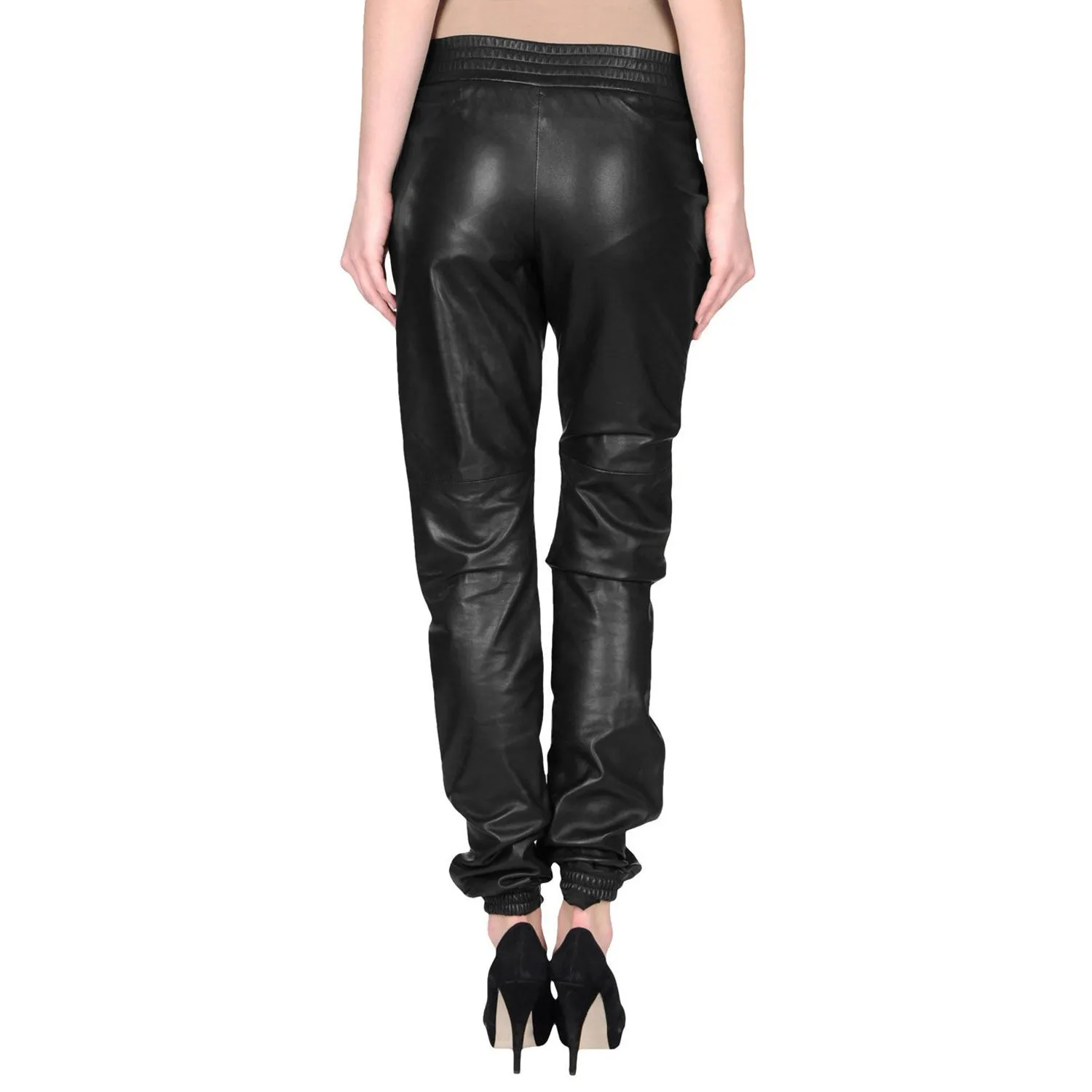 Leather pants with elastic waist (style #4)