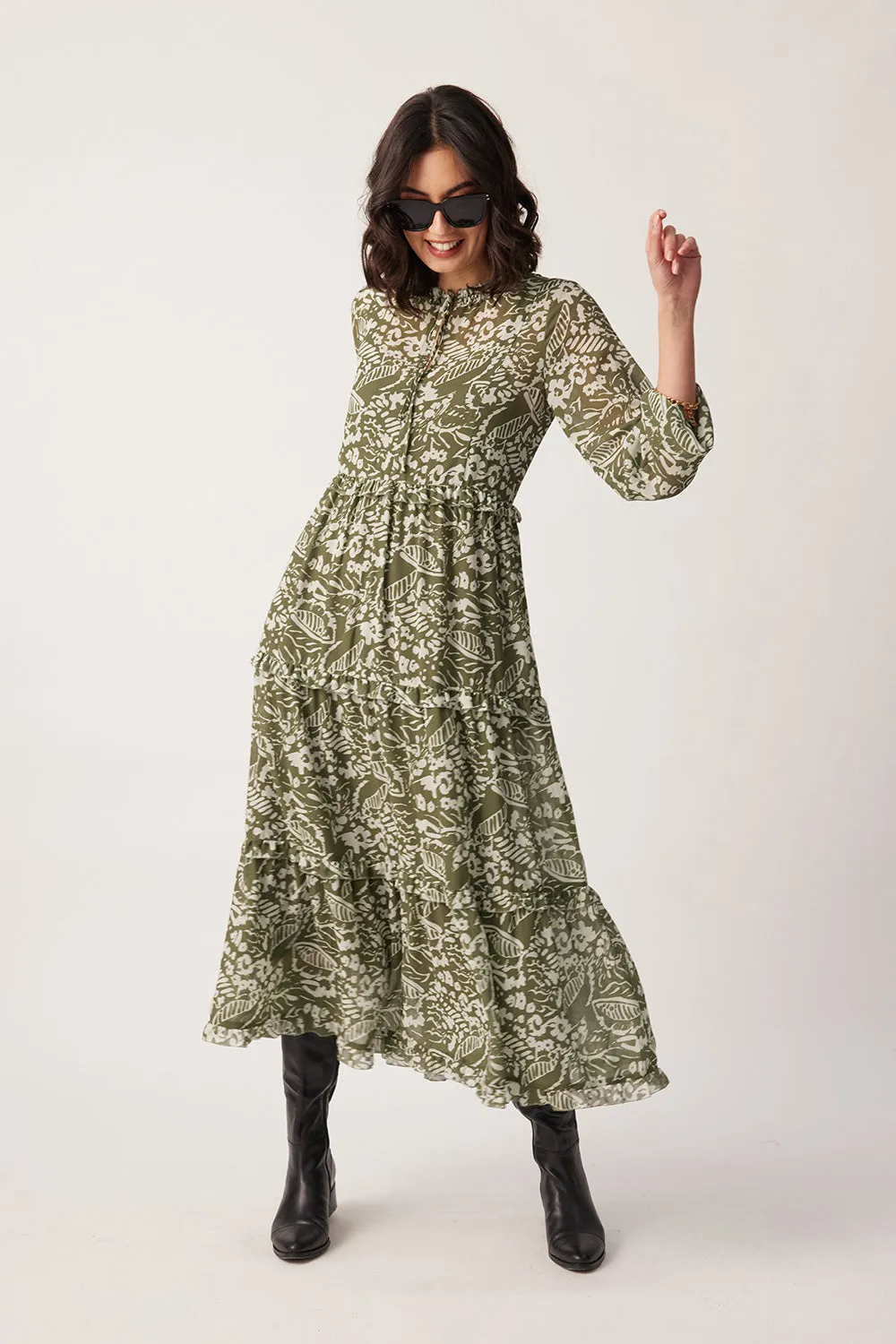 Lemon Tree Macy Dress & Singlet Sage Print