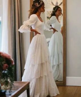 Long Vintage Wedding Dress with Sleeves