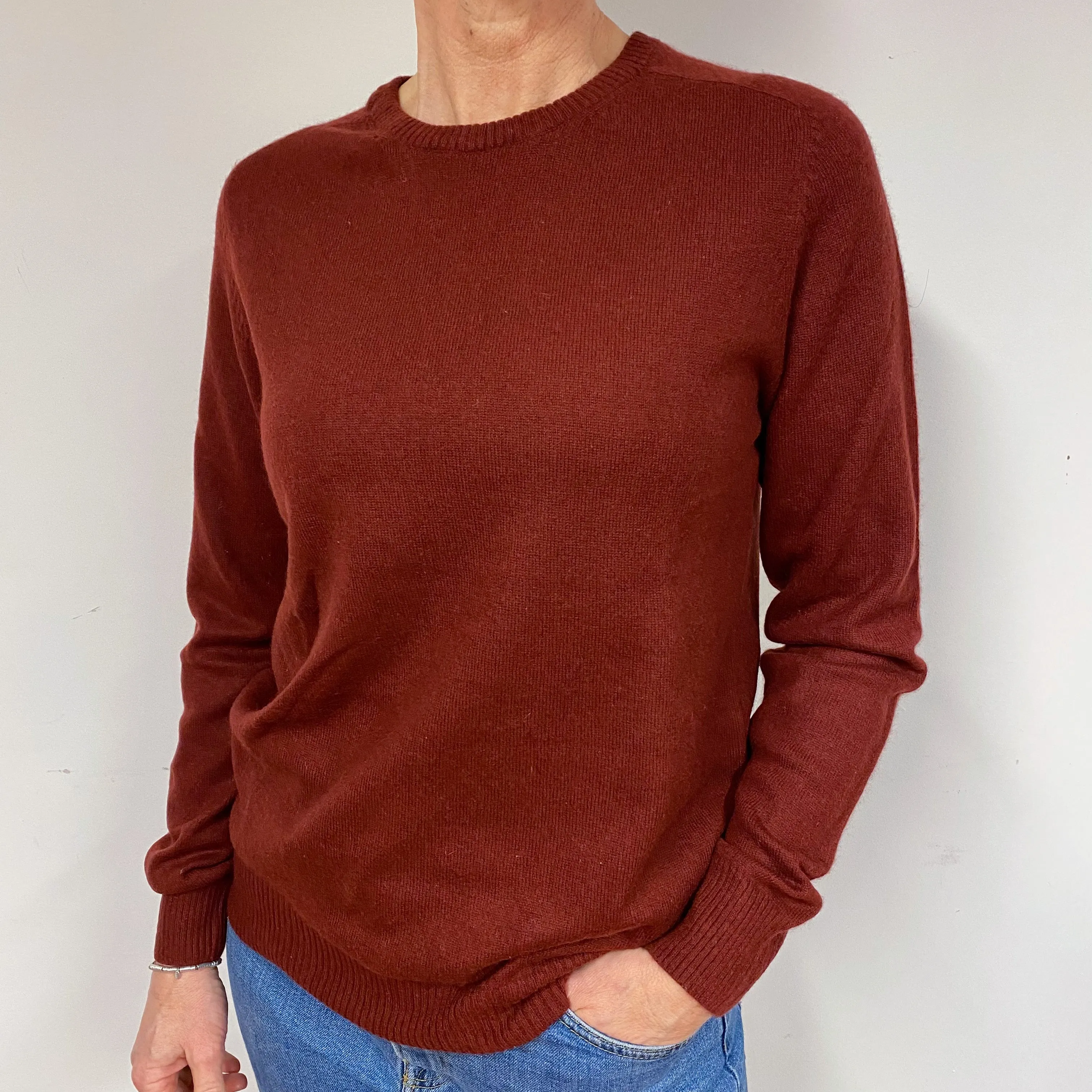 Maroon Red Cashmere Crew Neck Jumper Medium