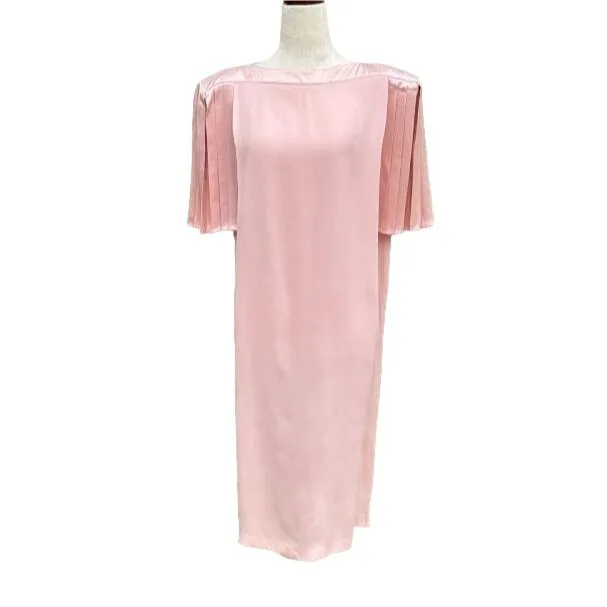 M.E. II Petites By Lucero Vintage Women's Open Back Pleated Sleeves Midi Dress
