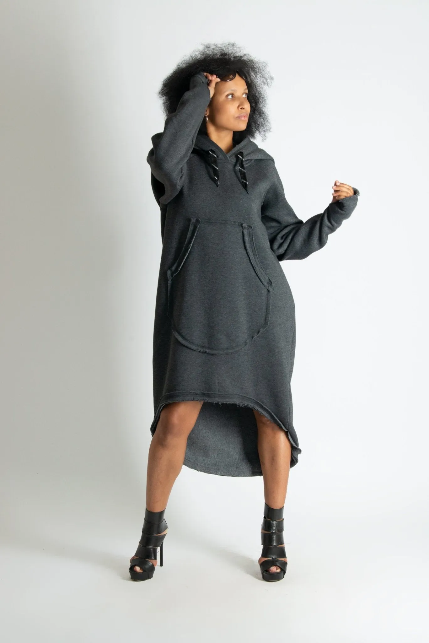 MELINDA Hooded Dress Ribbed Edge
