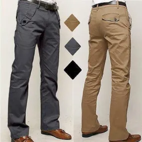 Mens Chinos Trousers Cotton Slim Fit Jeans Straight Leg Designer Casual