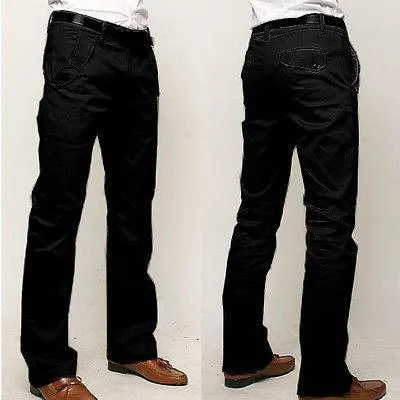 Mens Chinos Trousers Cotton Slim Fit Jeans Straight Leg Designer Casual