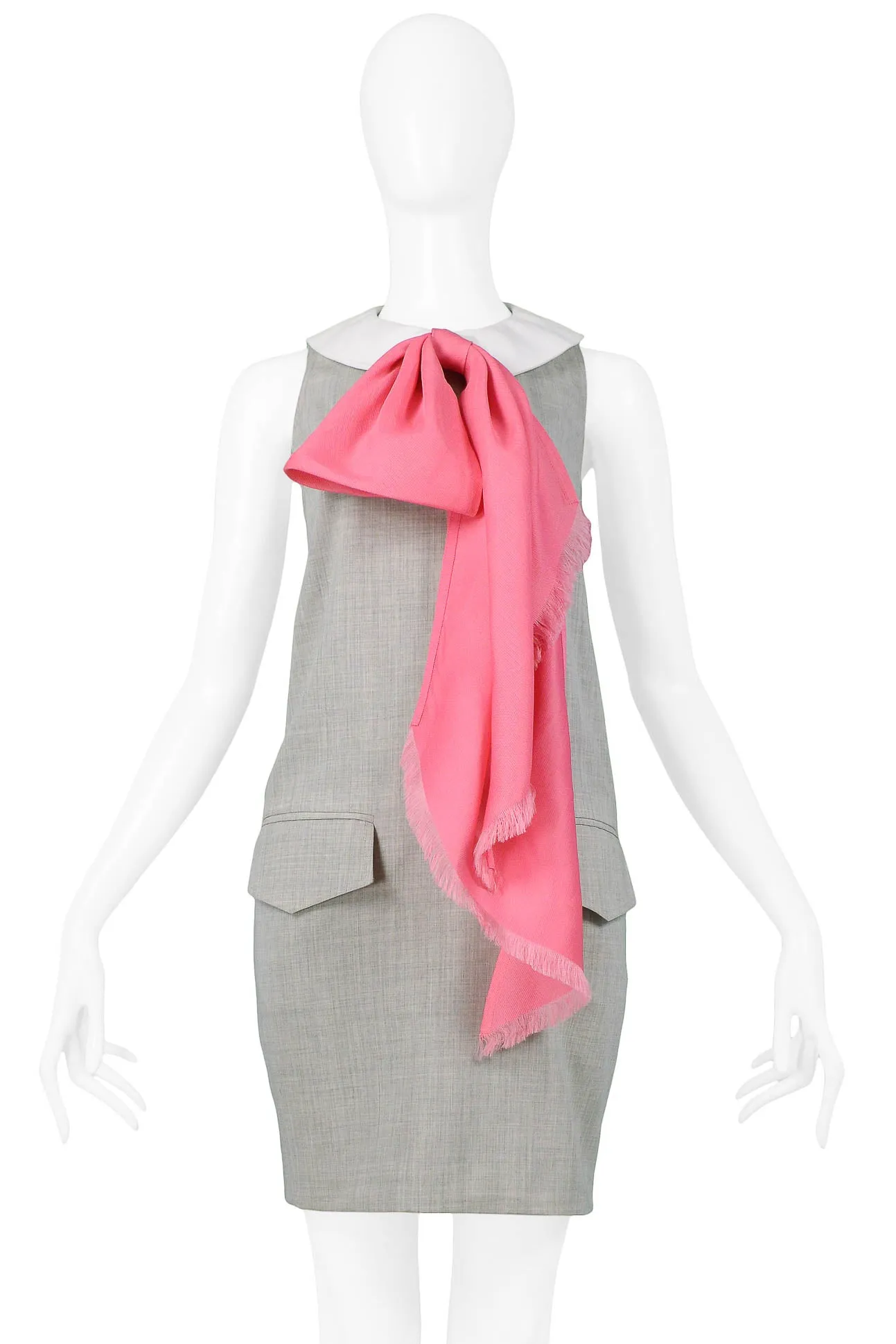 MIZRAHI GREY DRESS WITH PINK BOW 1991