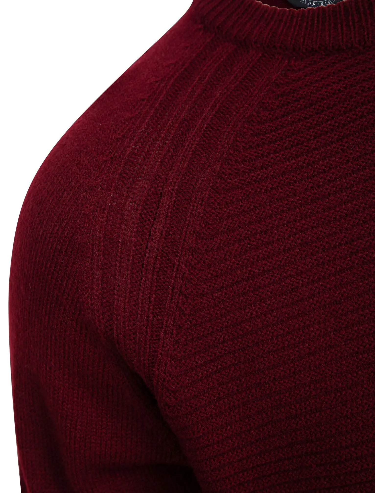Morphy Ribbed Stitch Crew Neck Knitted Jumper in Oxblood - Kensington Eastside