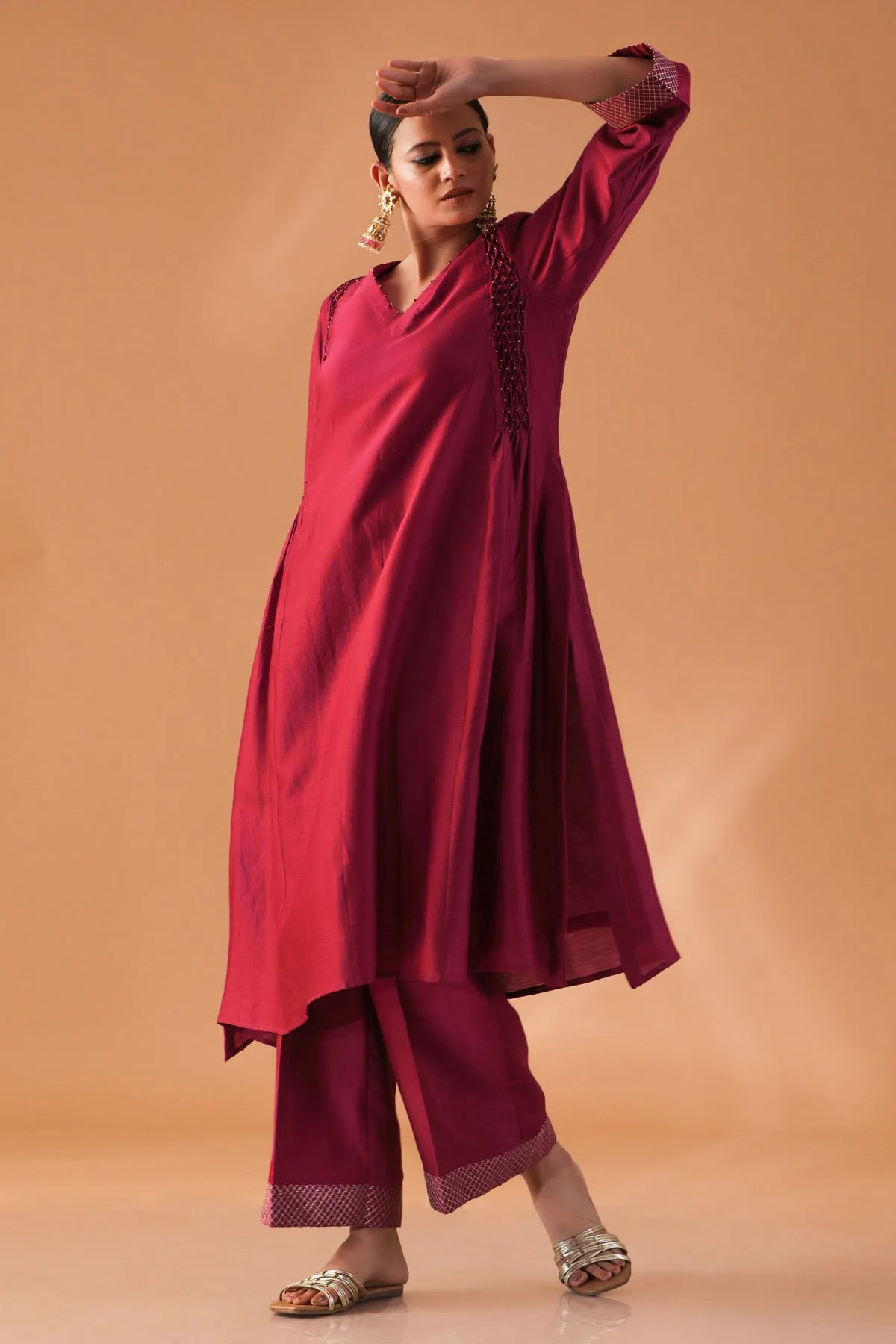 Mulberry Smocked Kurta Set
