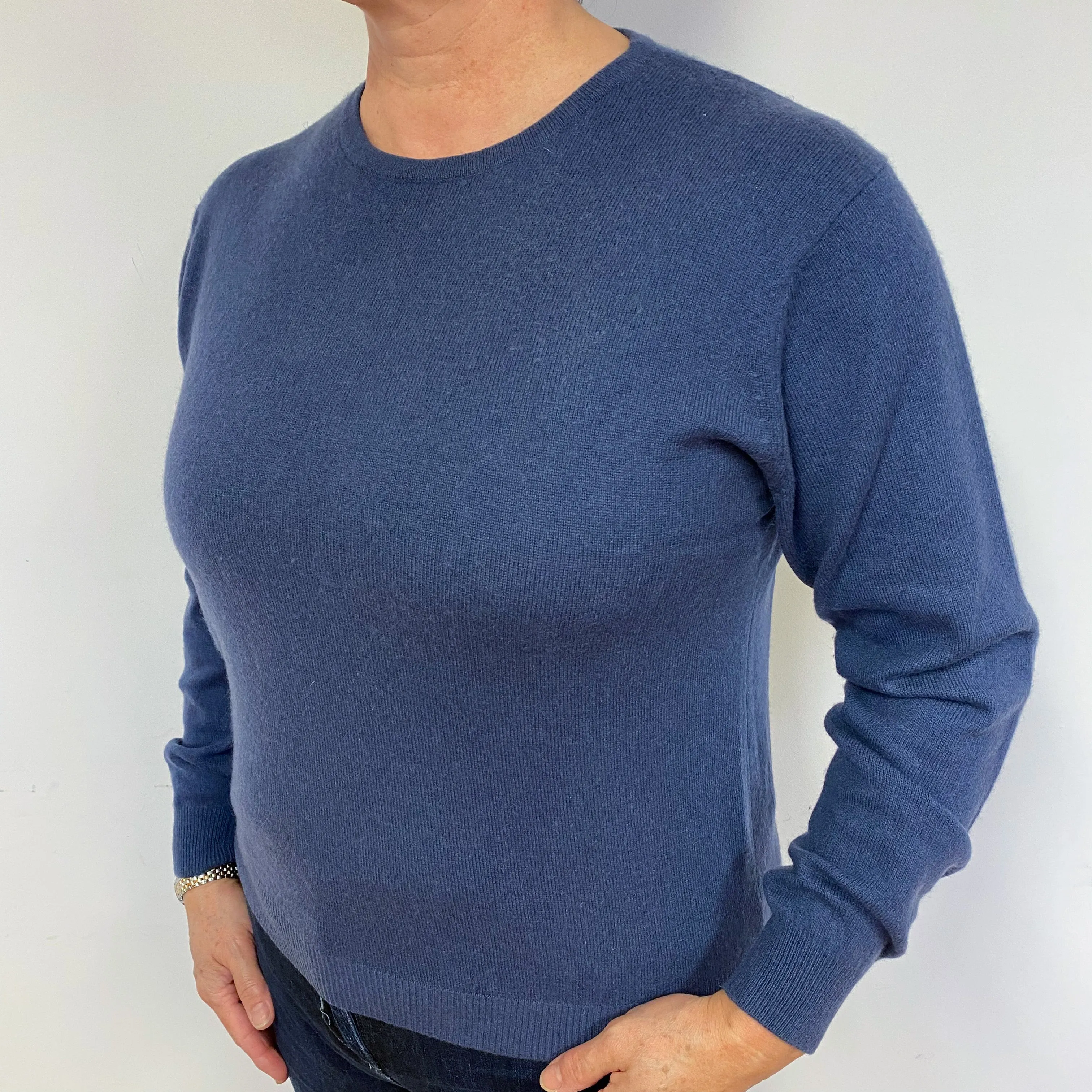Naval Blue Cashmere Crew Neck Jumper Large