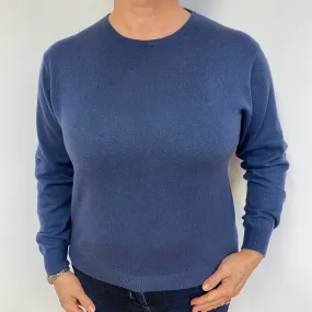 Naval Blue Cashmere Crew Neck Jumper Large