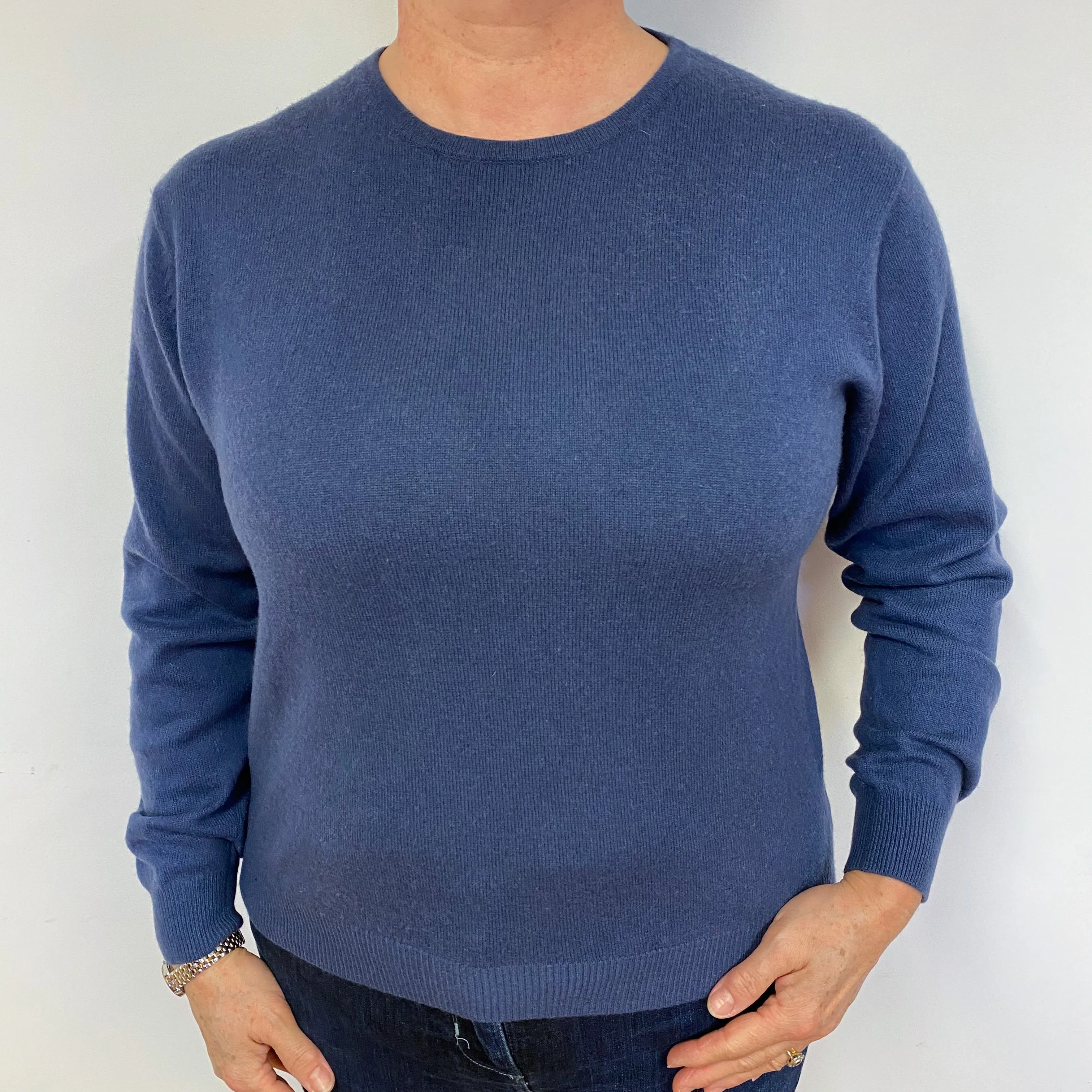 Naval Blue Cashmere Crew Neck Jumper Large