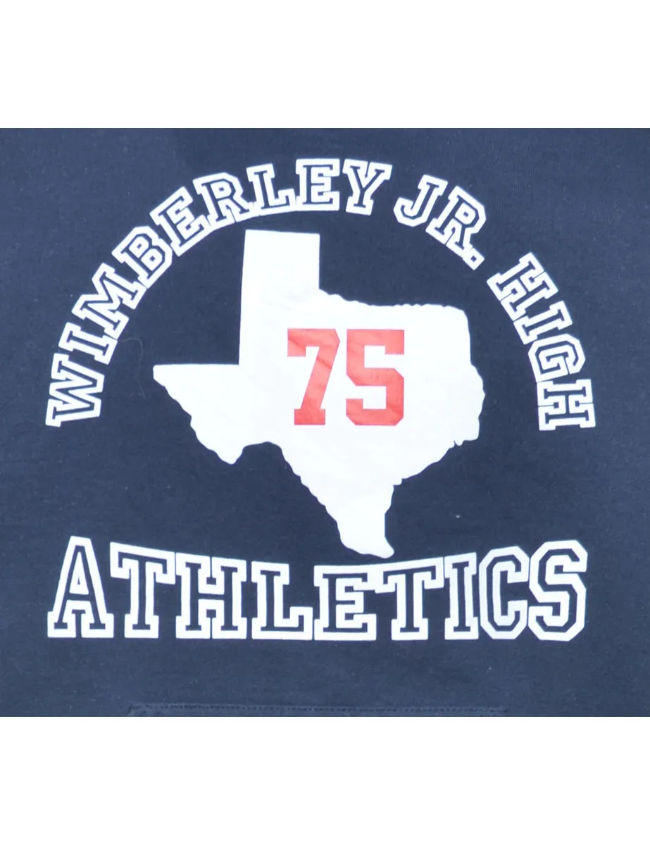 Navy Athletics Printed Hoodie - S