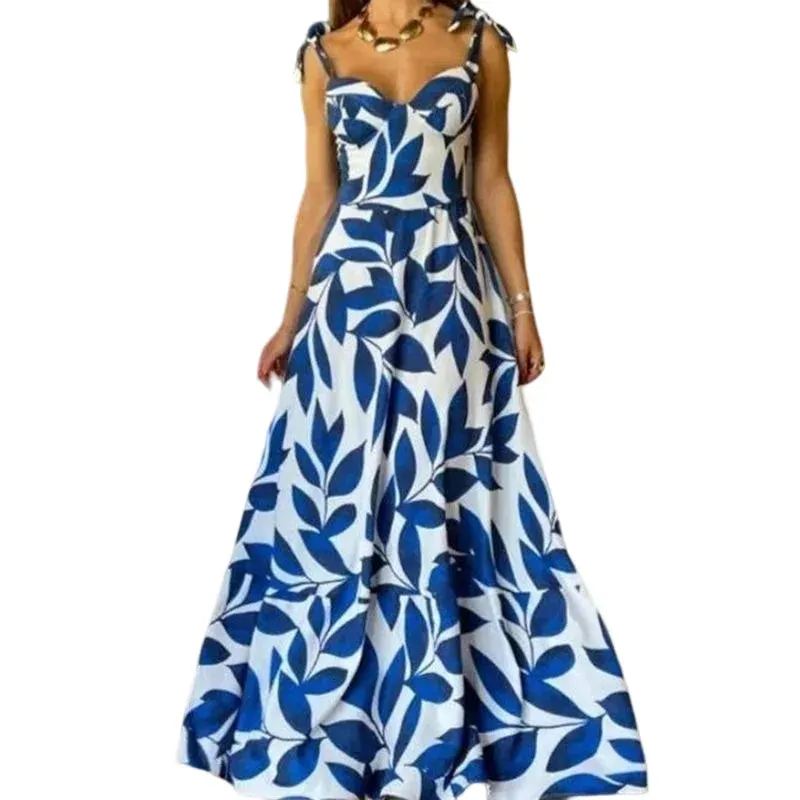 New Trendy Print V-neck Long Dress