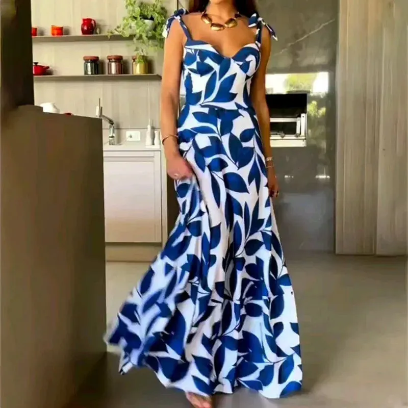 New Trendy Print V-neck Long Dress