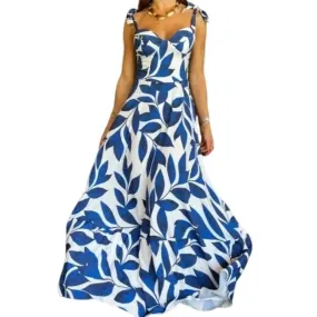New Trendy Print V-neck Long Dress