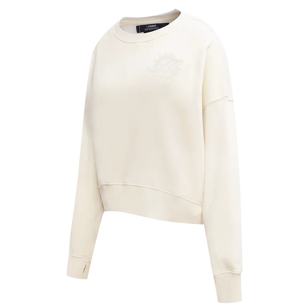 NFL MIAMI DOLPHINS NEUTRAL WOMEN'S CREWNECK (EGGSHELL)