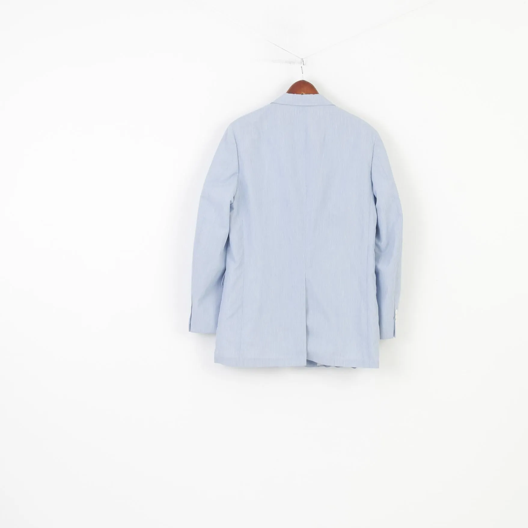 Nordstrom Men 50 Blazer Blue Striped Bottom Collar Elegant Shoulder Pads Jacket