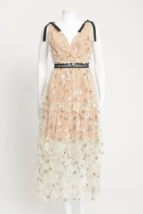 Nude Star Embroidered Preowned Midi Dress