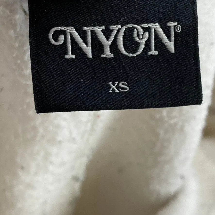 NYON Unisex Cream-Black Drawstring "New York or Nowhere" Logo Sweatpants SZ XS