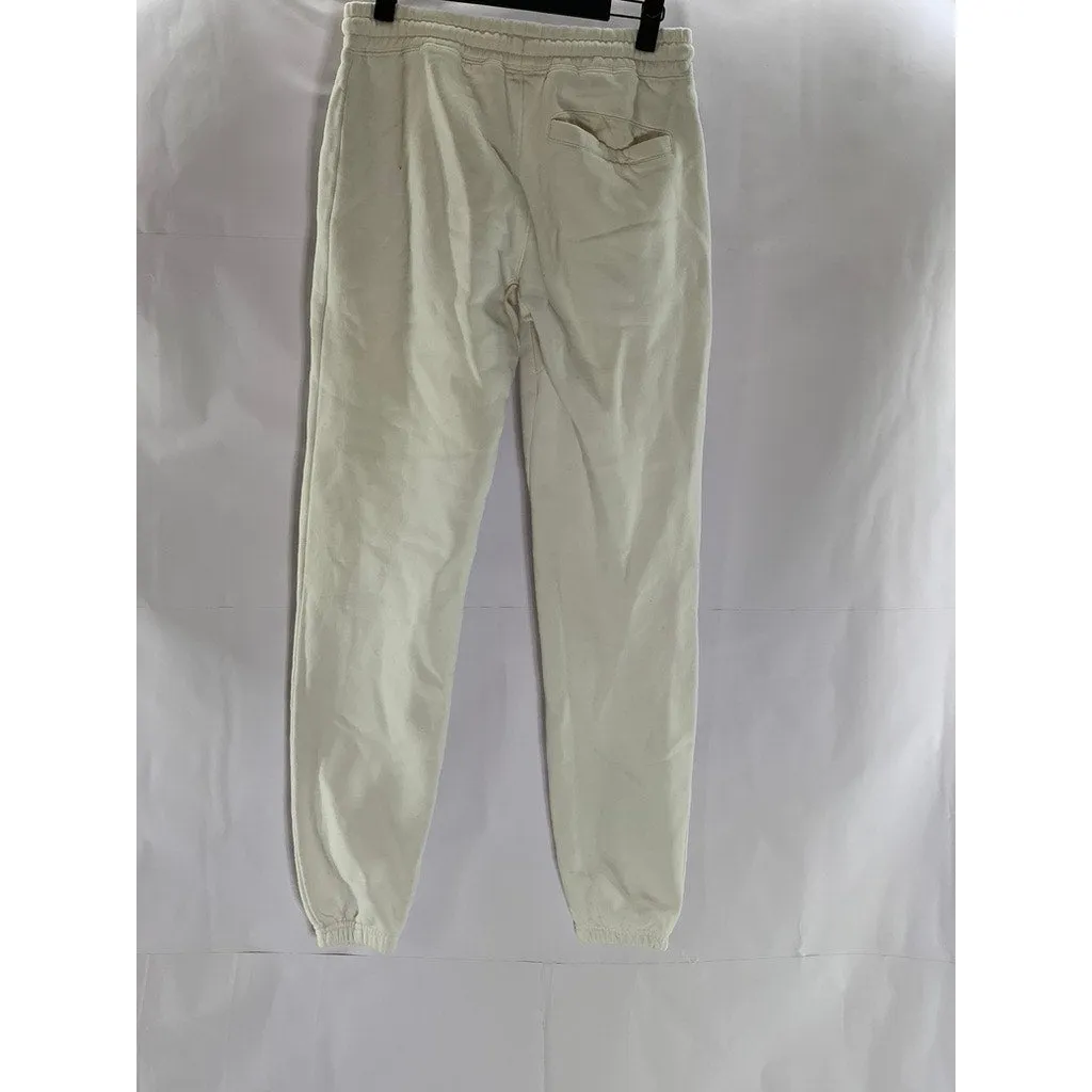 NYON Unisex Cream-Black Drawstring "New York or Nowhere" Logo Sweatpants SZ XS