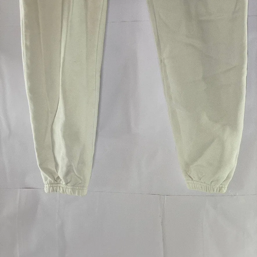 NYON Unisex Cream-Black Drawstring "New York or Nowhere" Logo Sweatpants SZ XS
