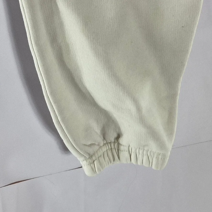 NYON Unisex Cream-Black Drawstring "New York or Nowhere" Logo Sweatpants SZ XS