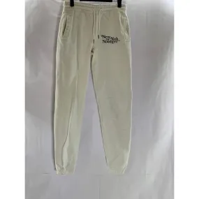NYON Unisex Cream-Black Drawstring "New York or Nowhere" Logo Sweatpants SZ XS