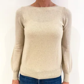 Oatmeal Cashmere Crew Neck Jumper Small