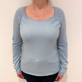 Opal Blue Cashmere Sweetheart Neck Jumper Large