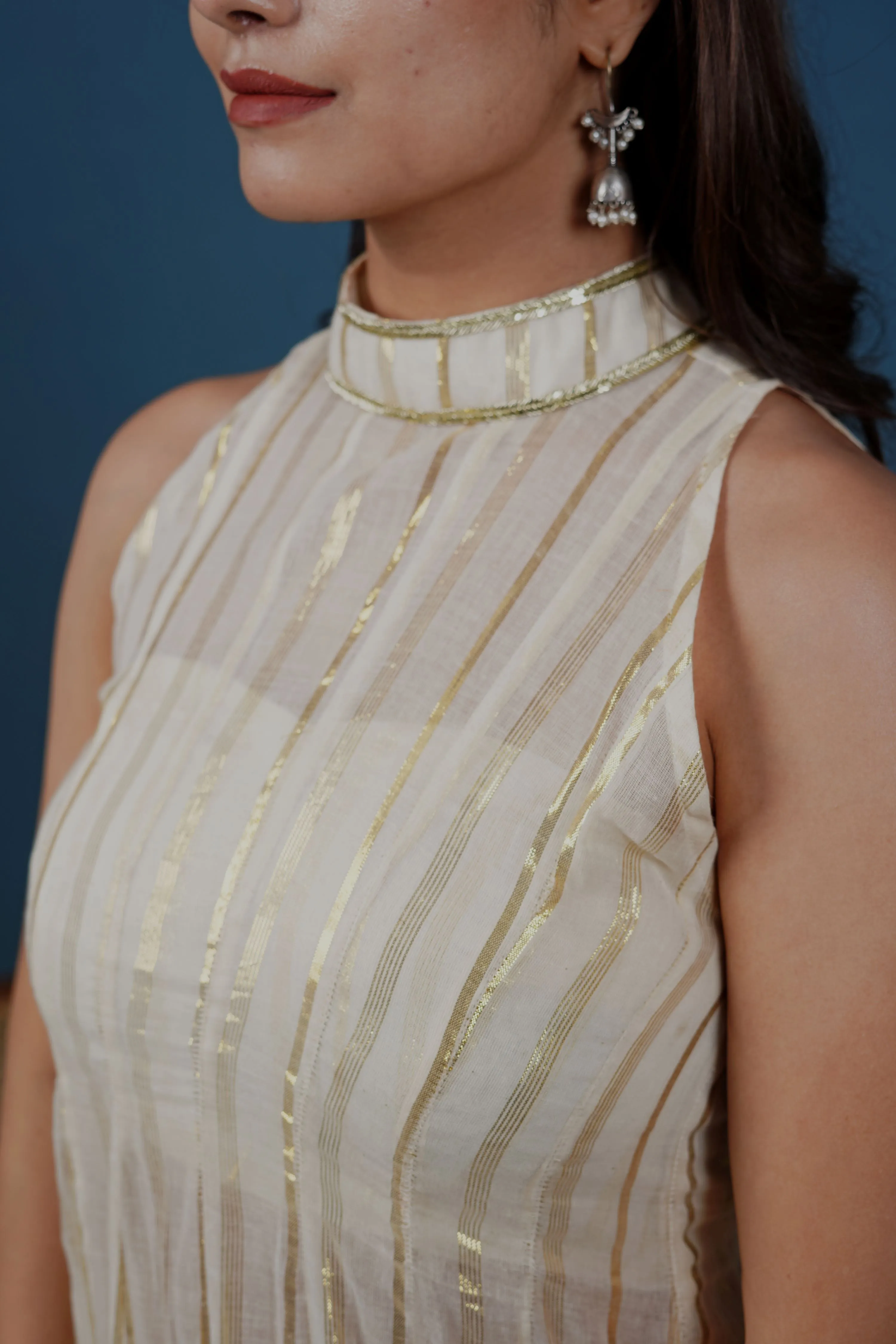 Orchid Off-White Cotton Lurex 3-Piece Kurta Set