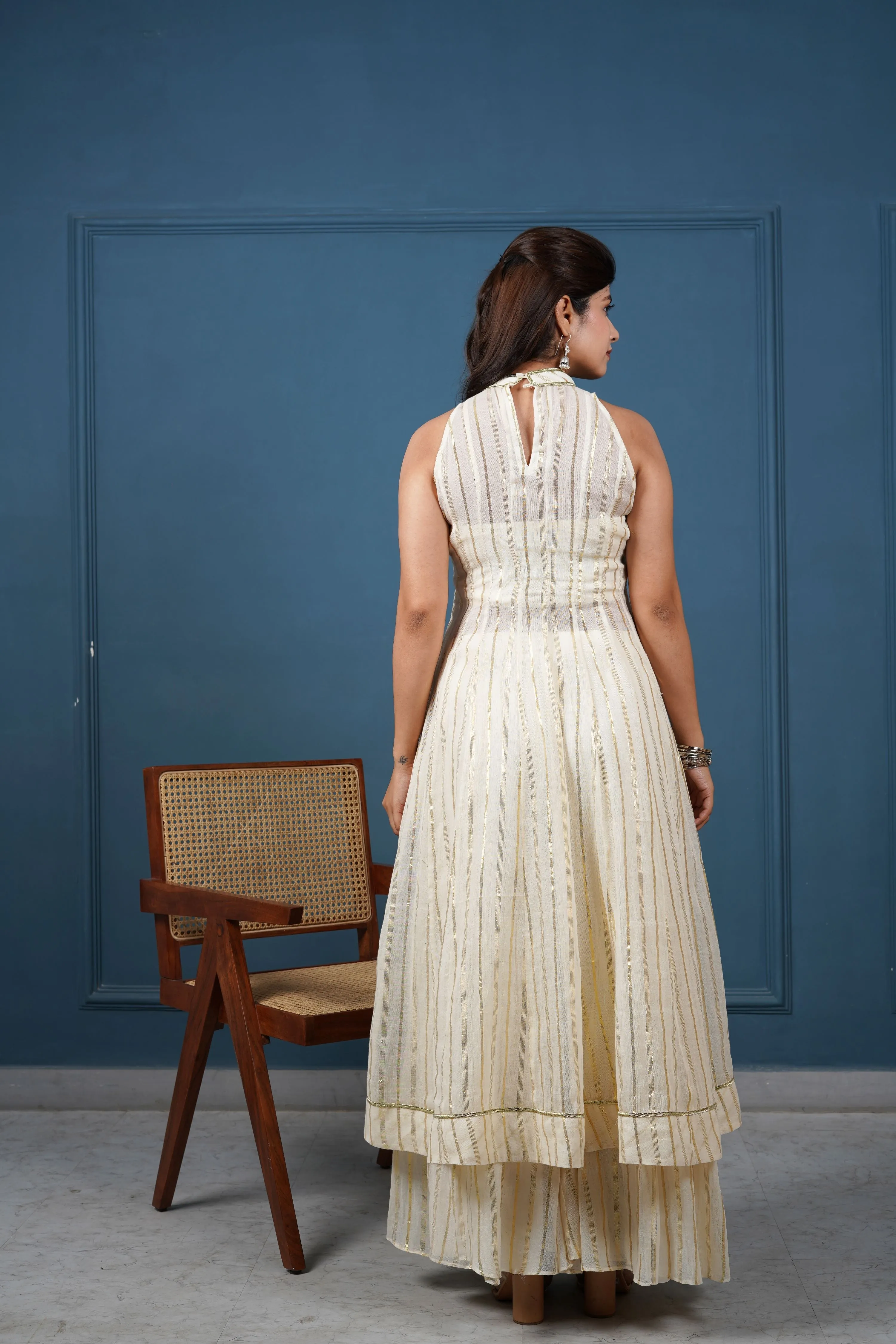 Orchid Off-White Cotton Lurex 3-Piece Kurta Set