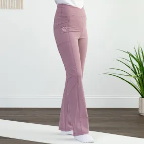 Paw Print Crossover Waist Yoga Pants with Pockets