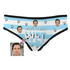 Personalized Face Womens Underwear Custom Cloud Stripes Women's All Over Print High-cut Briefs