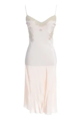 Pink Silk Vintage Slip fine lace trim Monogram RB 1930s