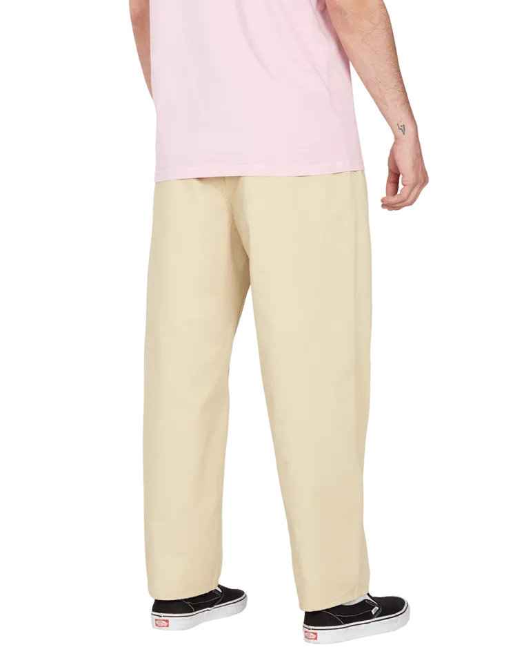 Pleated Loose Tapered Chinos in Almond