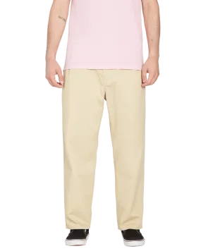 Pleated Loose Tapered Chinos in Almond