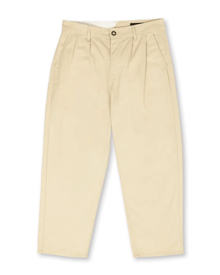 Pleated Loose Tapered Chinos in Almond