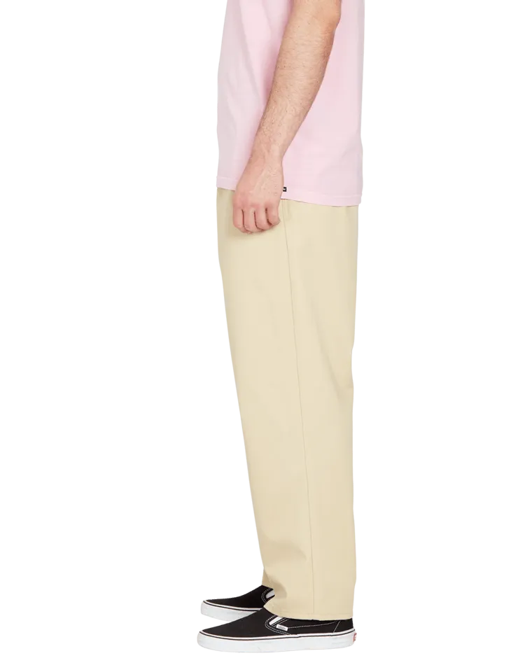 Pleated Loose Tapered Chinos in Almond