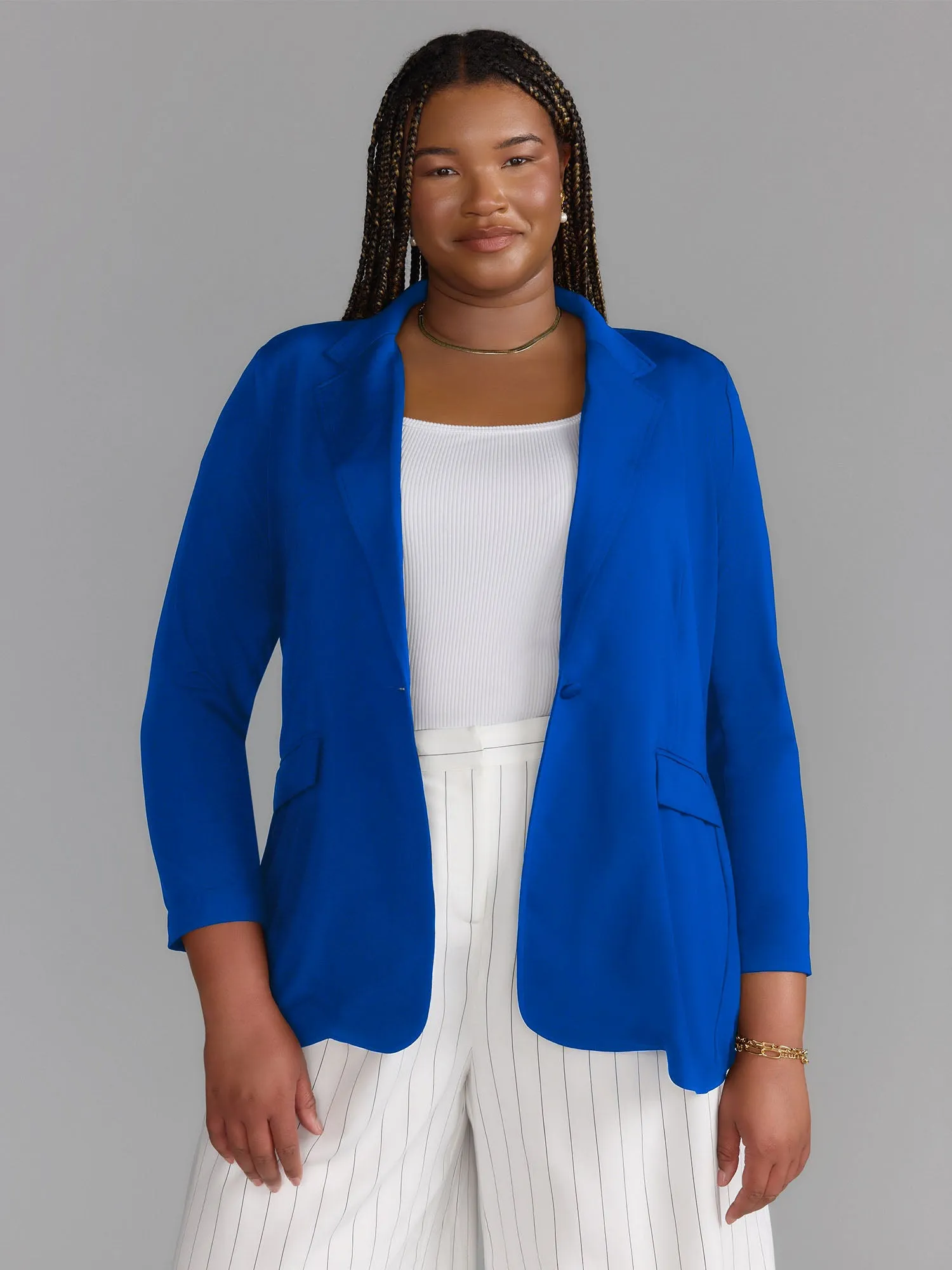 Plus Matte Jersey Blazer
