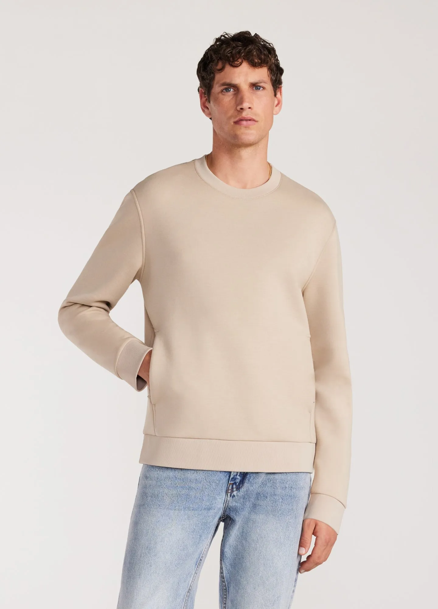 Pocketed Neoprene Sweatshirt Sand
