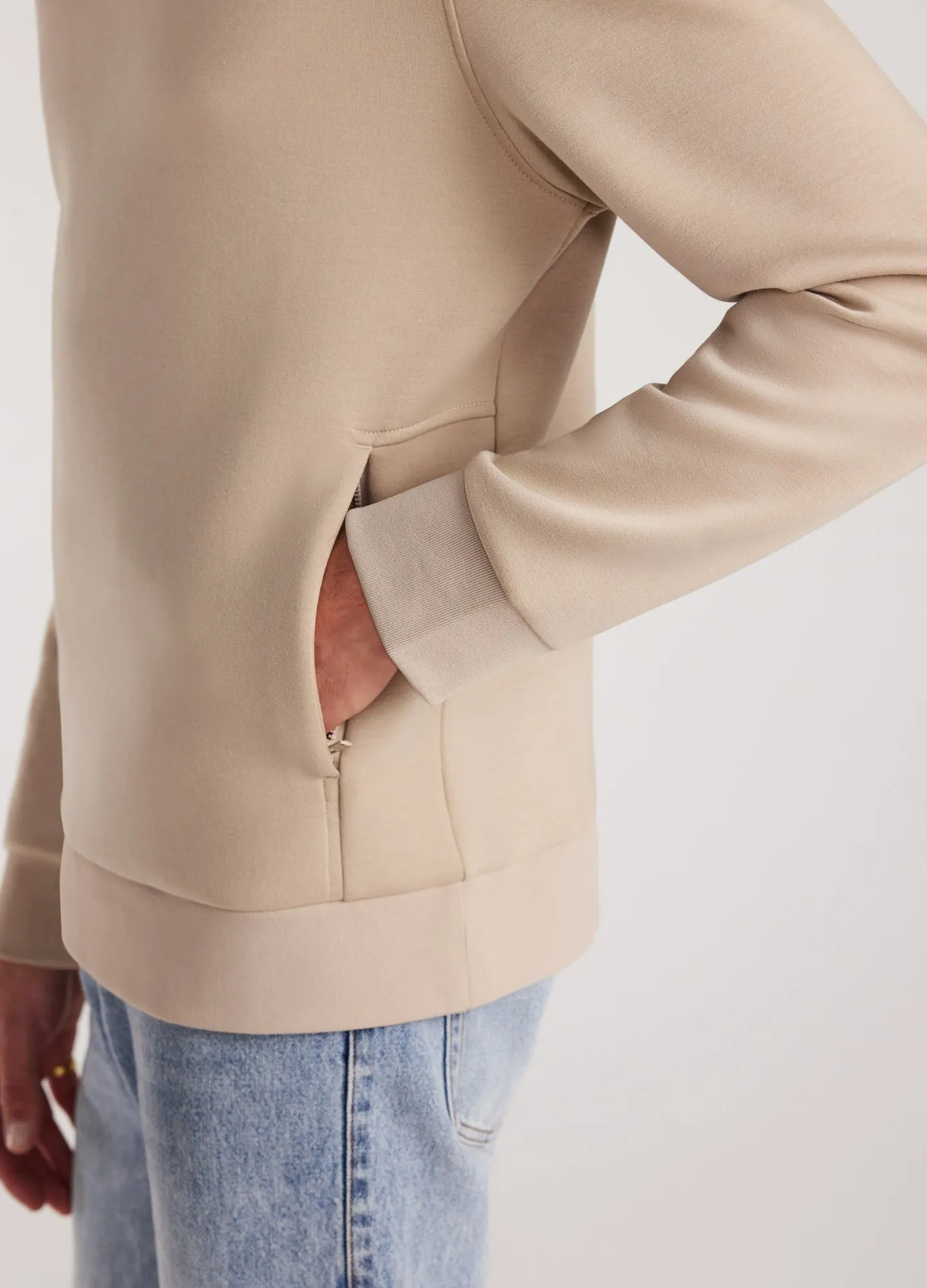 Pocketed Neoprene Sweatshirt Sand