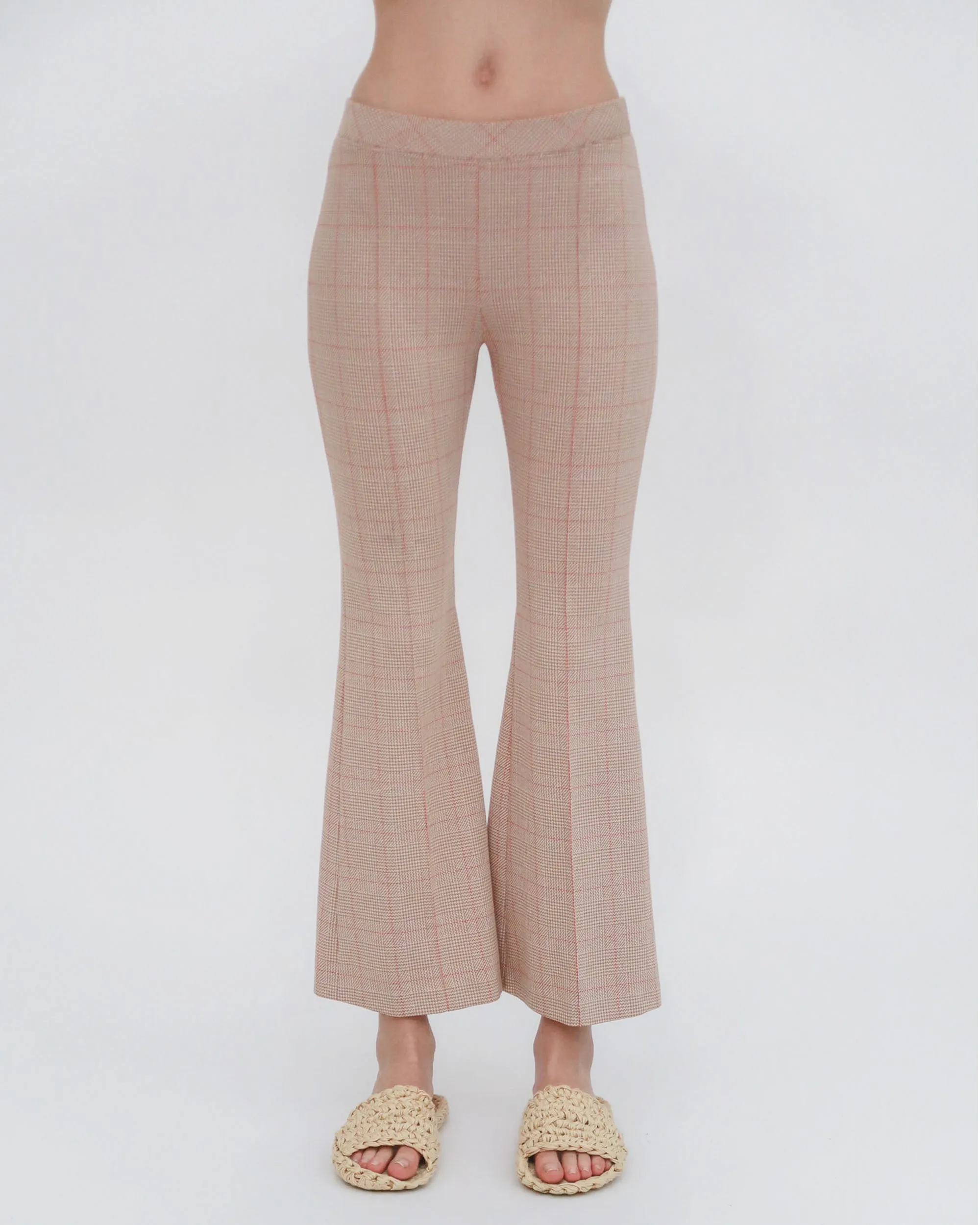 PULL ON CROPPED FLARE - PLAID