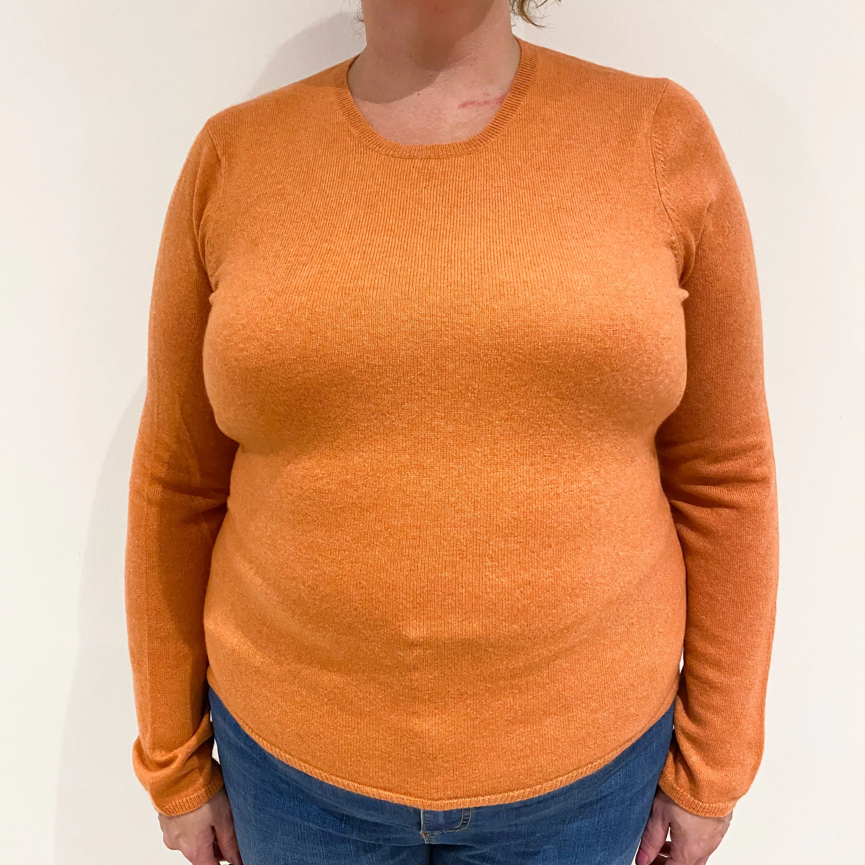 Pumpkin Orange Cashmere Crew Neck Jumper Extra Large