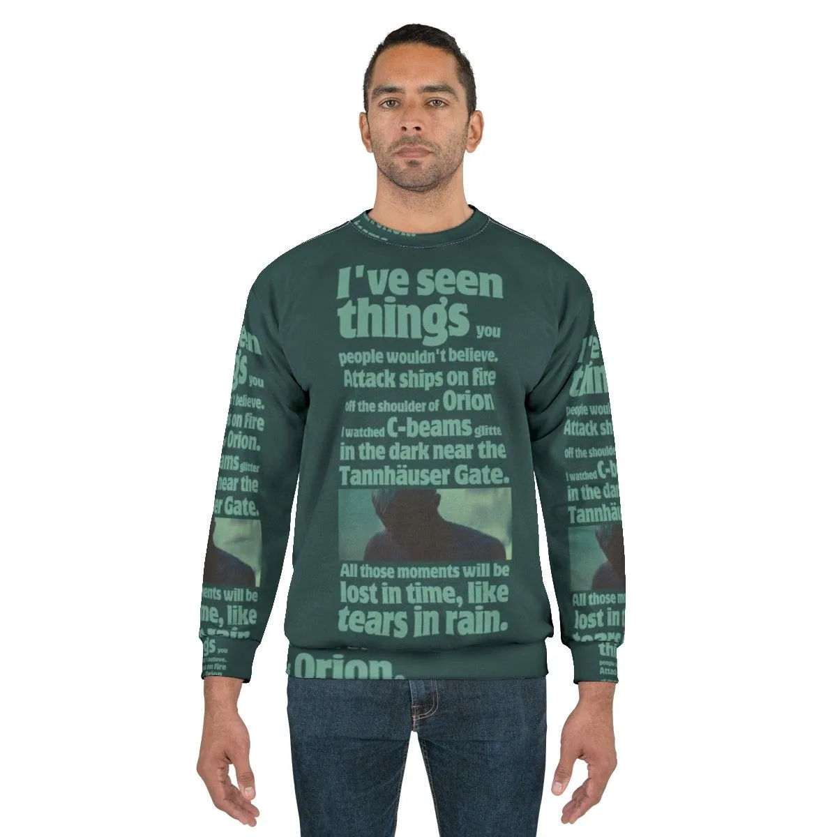"Like Tears in Rain" Blade Runner Sci-Fi Quote Sweatshirt
