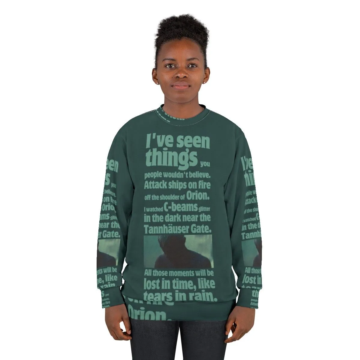 "Like Tears in Rain" Blade Runner Sci-Fi Quote Sweatshirt